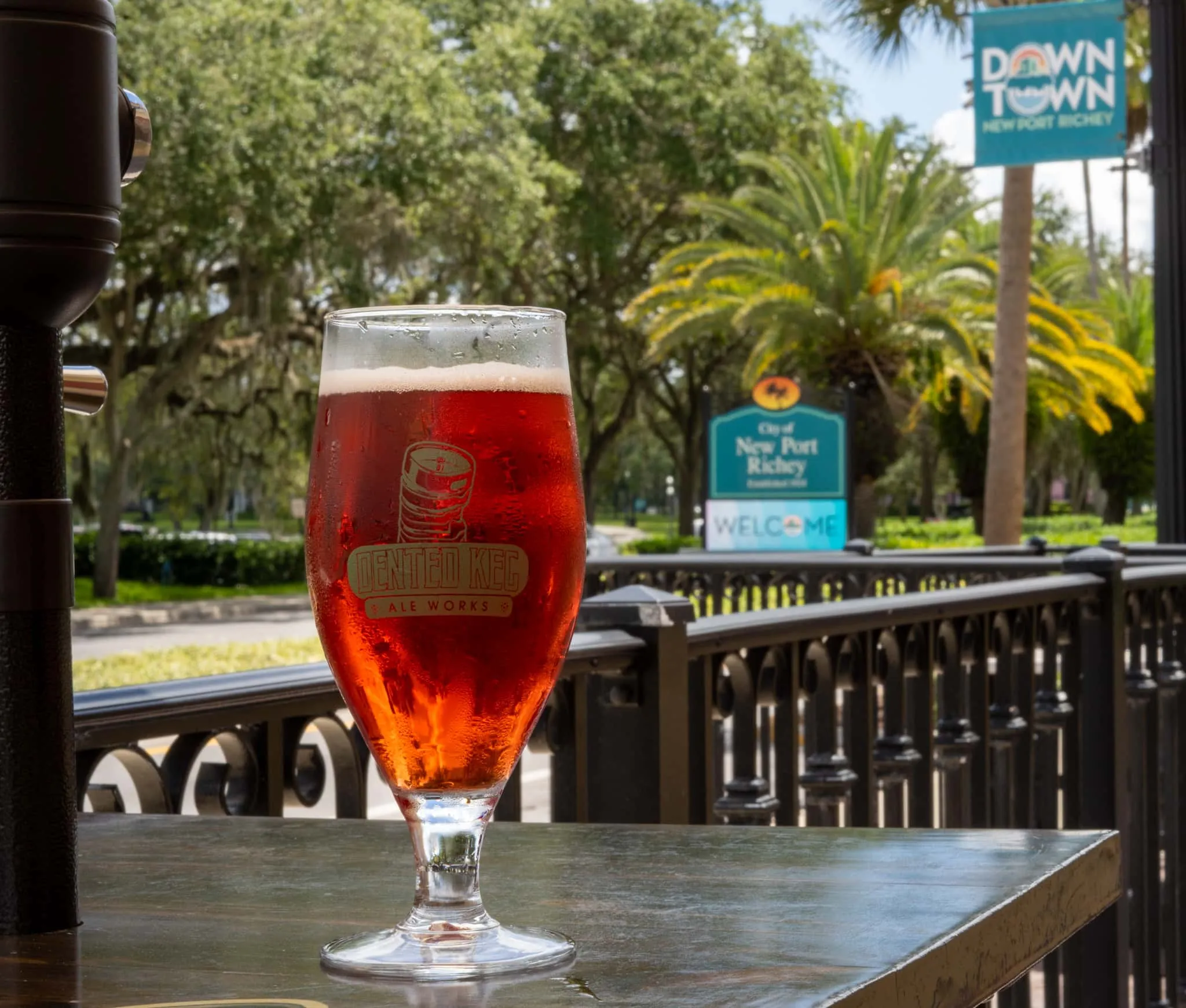 Outdoor patio at Dented Keg Ale Works in Downtown New Port Richey